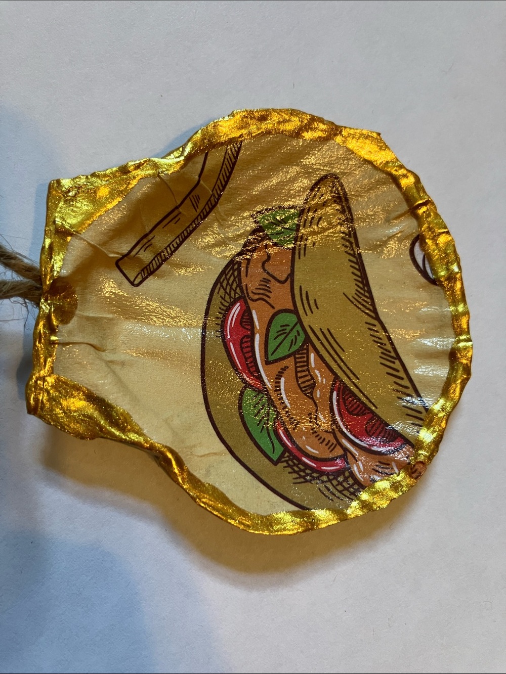 Handcrafted Seashell Ornament Taco Decoupage 3 inch - Picture 2 of 3